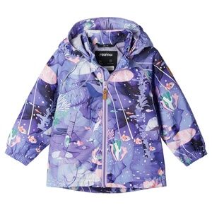 NWOT Reima Hooded Rain Jacket Windproof Kids 110 5 Years girls water world fish